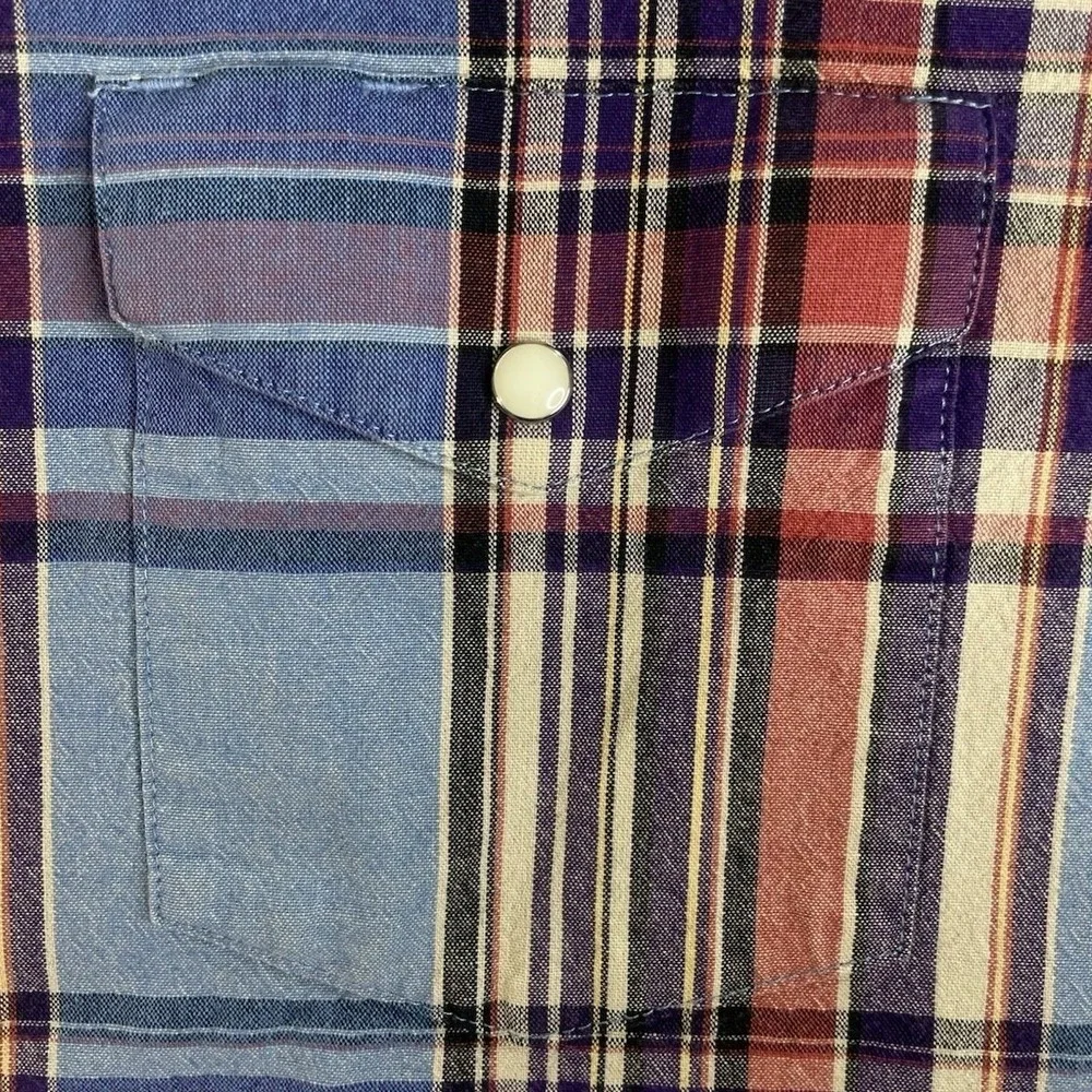 Wrangler Western‎ Shirt Mens XL Blue Plaid Pearl Snap Long Sleeve MG2001M